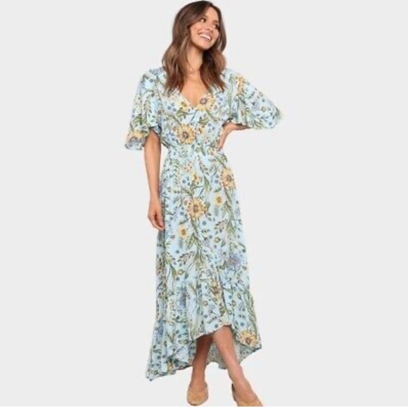 Anthropologie Dresses & Skirts - Anthropologie Abel the Label Osaka Blue Floral Midi Dress Size S, High-Low